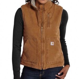 Carhartt Relaxed Fit Washed Duck Sherpa Lined Mock Neck Vest